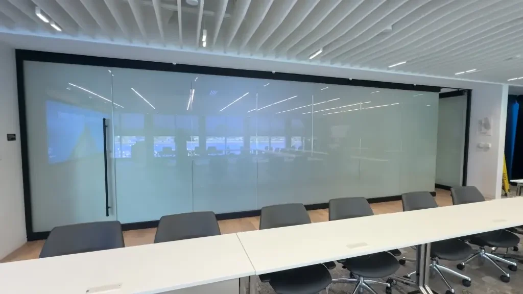 Completed smart glass conference room at Cisco